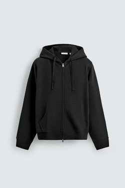 ZARA ТОЛСТОВКА НА МОЛНИИ С КАПЮШОНОМ HEAVYWEIGHT ORIGINS, ЧЕРНЫЙ
