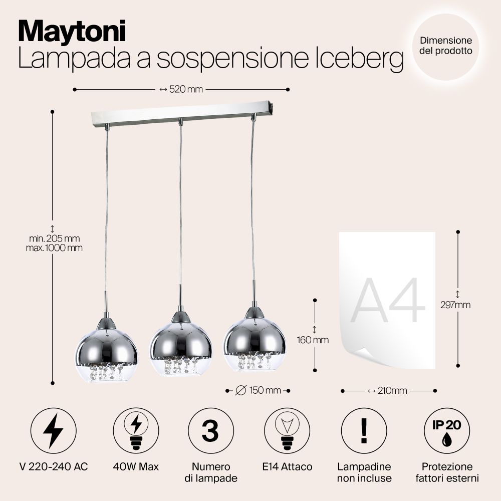 Подвесной светильник Maytoni P012-PL-03-N