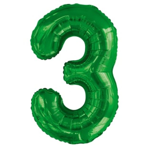К Шар 34'' / 86 см "Цифра 3" Slim Зеленый (БГ-60)