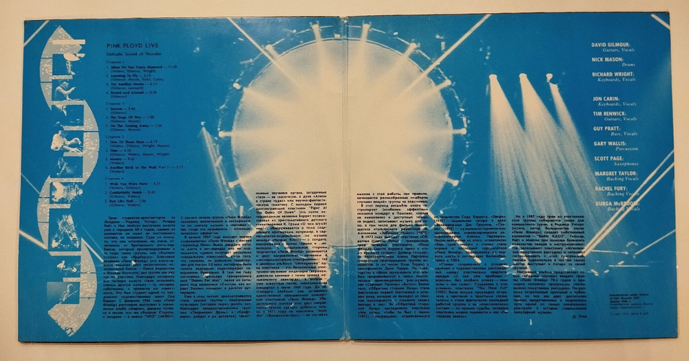 Винтажная виниловая пластинка LP Pink Floyd Delicate Sound Of Thunder (СССР 1990)
