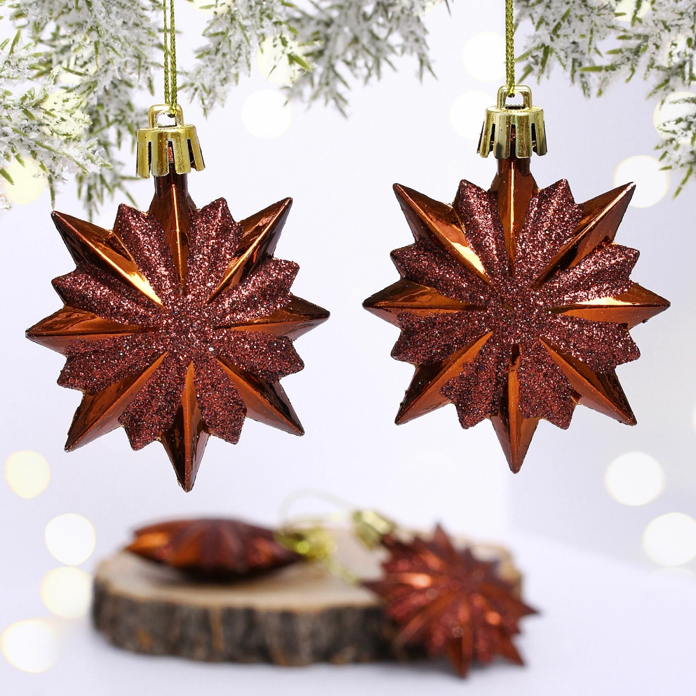 Ёлочные игрушки «Таинственное очарование» Звезда остроконечная 6 см (набор 4 шт), шоколад