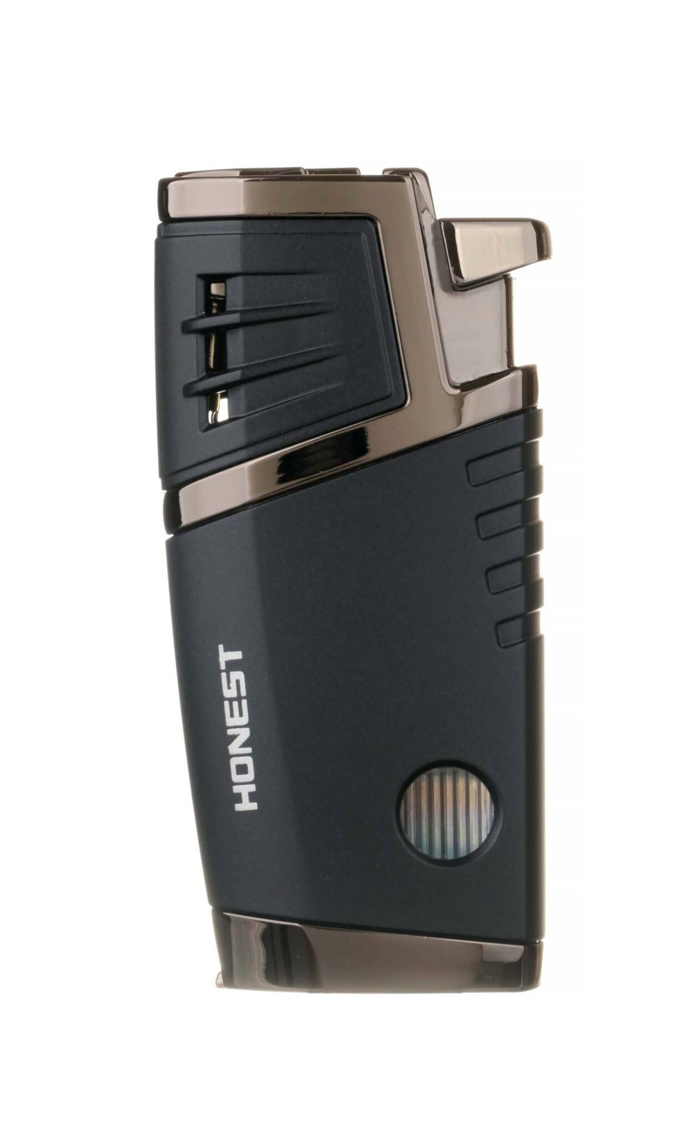 Зажигалка сигарная Honest, двойное пламя, с пробойником, чёрная 754-Black