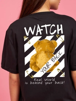 Женская футболка с принтом на спине Мишка Тедди