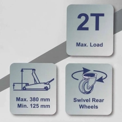 Домкрат подкатной гидравлический 2т (h min 125мм, h max 380мм) Scheppach SCH-TH22254