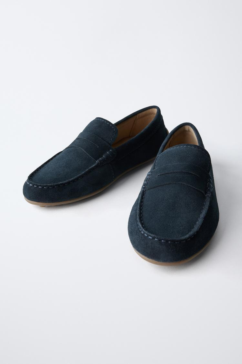 ZARA ЗАМШЕВЫЕ МОКАСИНЫ, ТЕМНО-СИНИЙ