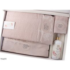 Набор полотенец Tivolyo Grant (пудра) 3 предмета + ароматизатор  TIVOLYO HOME
