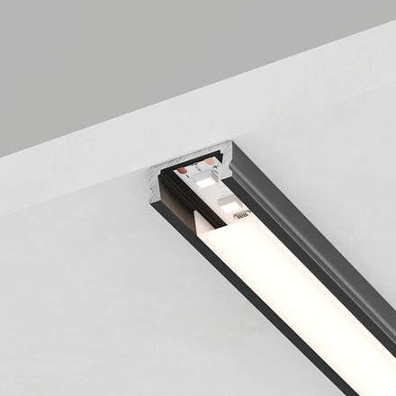 06*16*2000мм Комплект профиль накладной для светодиодной ленты, цвет чёрный, в комплекте 2 заглушки + экран + 4 крепежа