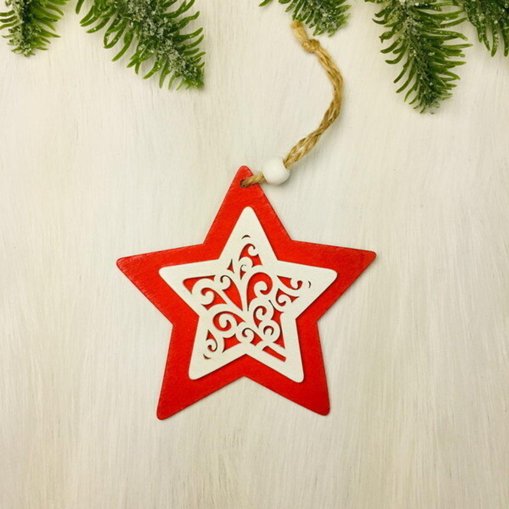 Подвеска «Звездочка» 10 см, Красный/белый