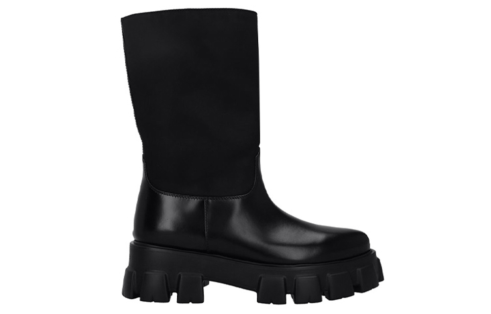 PRADA Monolith Leather Ankle Boots Women"s Black