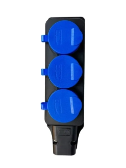 Колодка для удлинителя каучуковая 3 розетки / 16А / уличная, силовая с заземлением