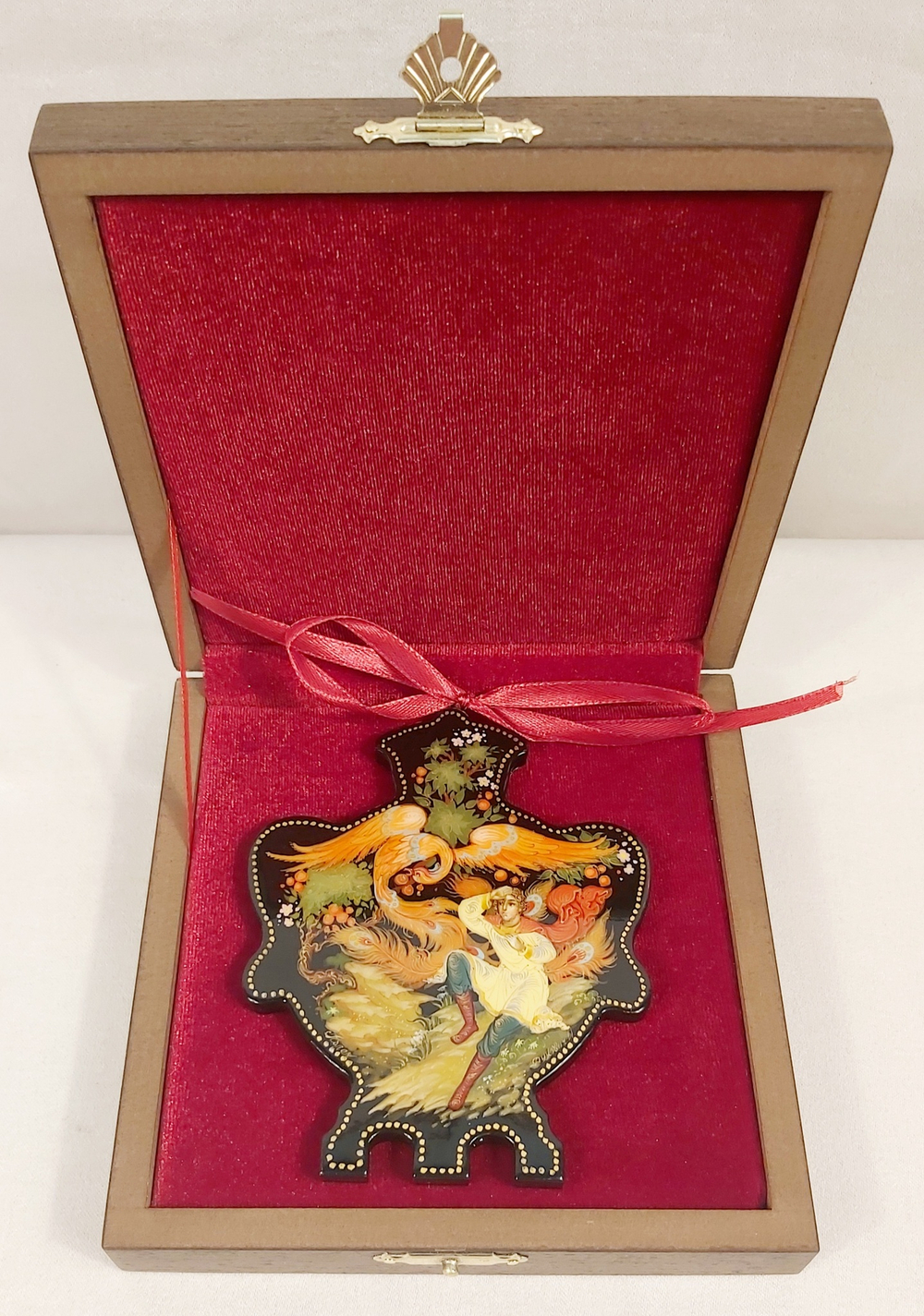 Сувенир "Самовар" с росписью Палех в подарочном футляре