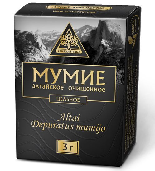 Мумие очищенное "Алтайский Нектар", цельное, 3г в инд уп.