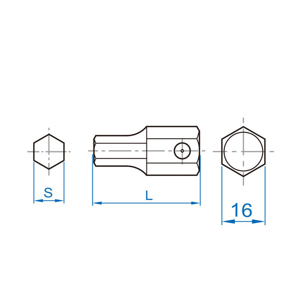 Вставка (бита) ударная торцевая 16 мм, HEX, 19 мм, L = 40 мм KING TONY 174019H