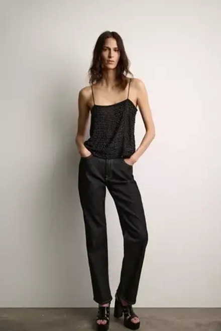 ZARA ТОП С ЗАКЛЕПКАМИ — ZW COLLECTION, ЧЕРНЫЙ