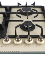 Газовая варочная панель Macbi MBH64WFGI.V2-IV с Wok-конфоркой, Бежевое закаленное стекло, Электроподжиг, Газ-контроль, Решетки из чугуна