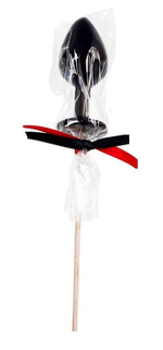 Черный леденец в форме малой анальной пробки со вкусом бейлиз (Цвет: черный)