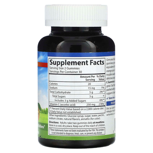 Carlson, жевательные таблетки с витамином C, со вкусом натурального апельсина, 250 мг, 60 вегетарианских жевательных таблеток (125 мг в 1 жевательной таблетке)