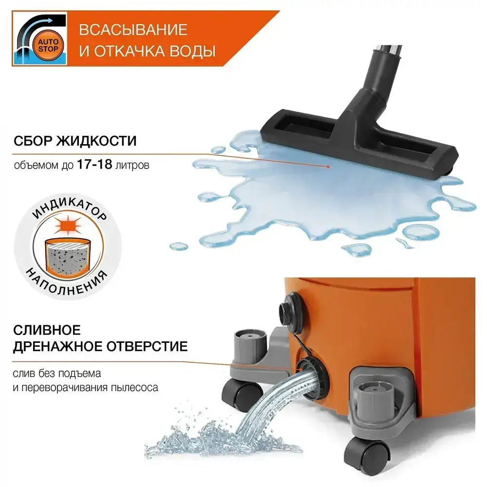 Пылесос строительный DAEWOO DAVC 2516S (1.6 кВт, 25 л)