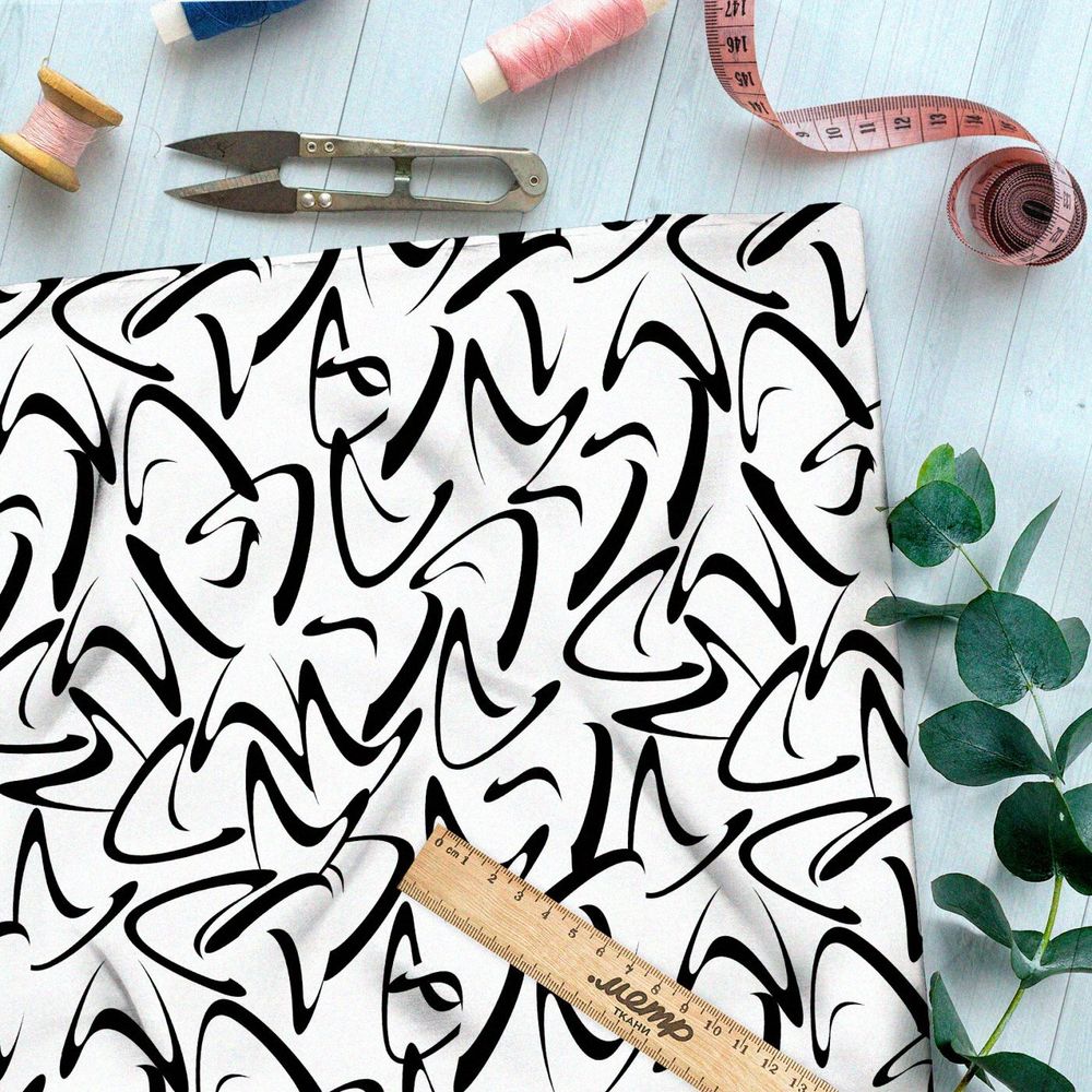 Ткань премиум Оксфорд 600D черно-белый мир