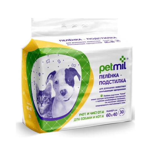 Медмил My Puppy подстилка для щенков гелевая одноразовая 4 слойная 60*40 см (упак 30 шт)