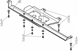 Защита раздаточной коробки, 2 мм, Сталь. для TANK 700 2024-н.в., Motodor.73122