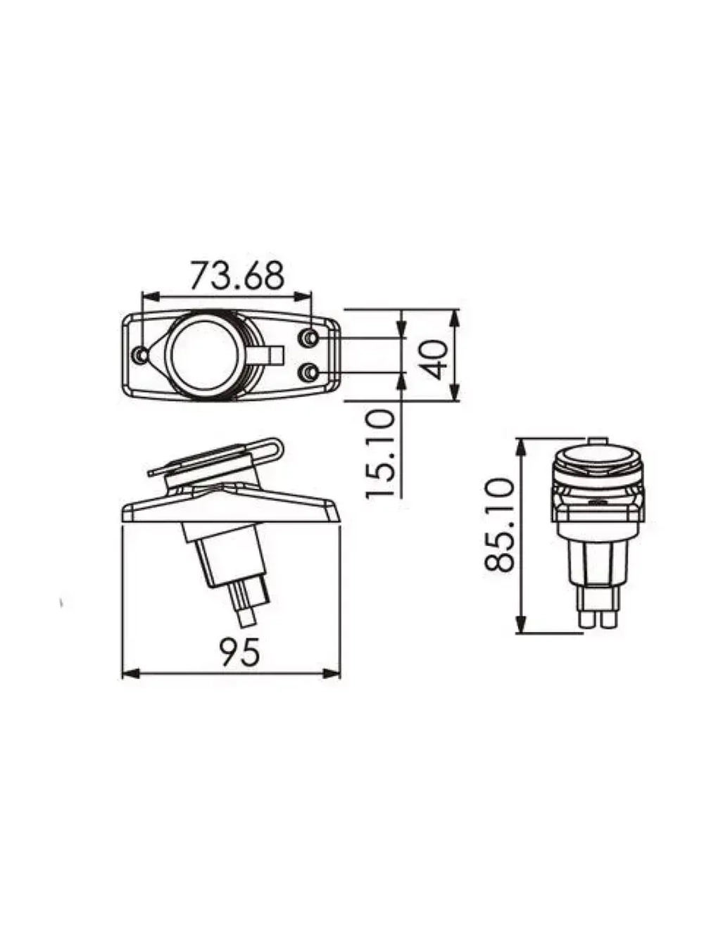 Огонь топовый на стойке 24" съемный, светодиодный C25015SC1