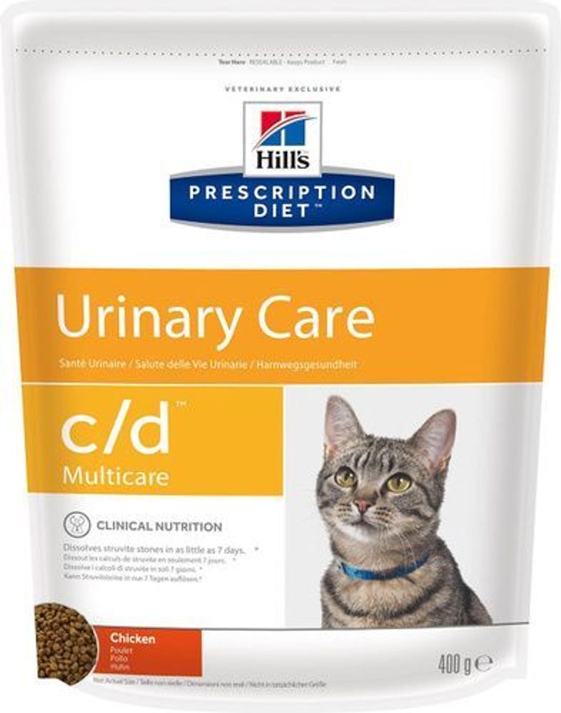 Сухой диетический корм Hill&#39;s Prescription Diet c/d Multicare Urinary Care для кошек при профилактике мкб, с курицей 400 г