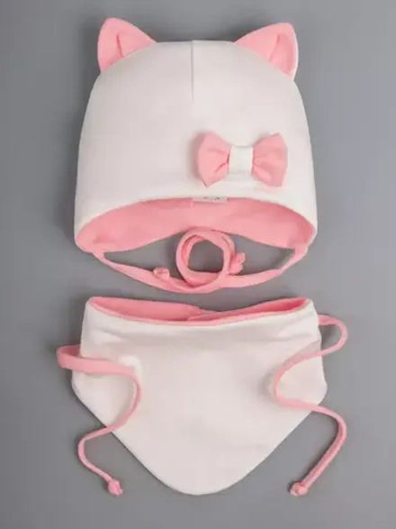 Шапка с ушками трикотажная и снуд