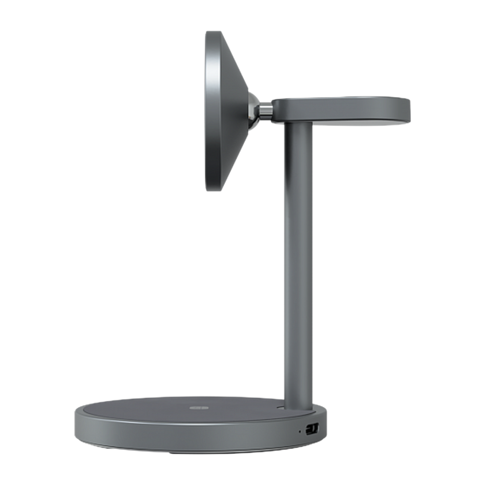 Зарядная станция MagSafe Magssory Base для iPhone, Apple Watch и AirPods (Qi2) Беспроводная зарядка: Qi 15 Вт, Qi 5 Вт, магнитное крепление для быстрой зарядки Apple Watch (Qi 5 Вт). Проводная зарядка: нет. Сертификация Qi2. Отсутствует LED-индикация