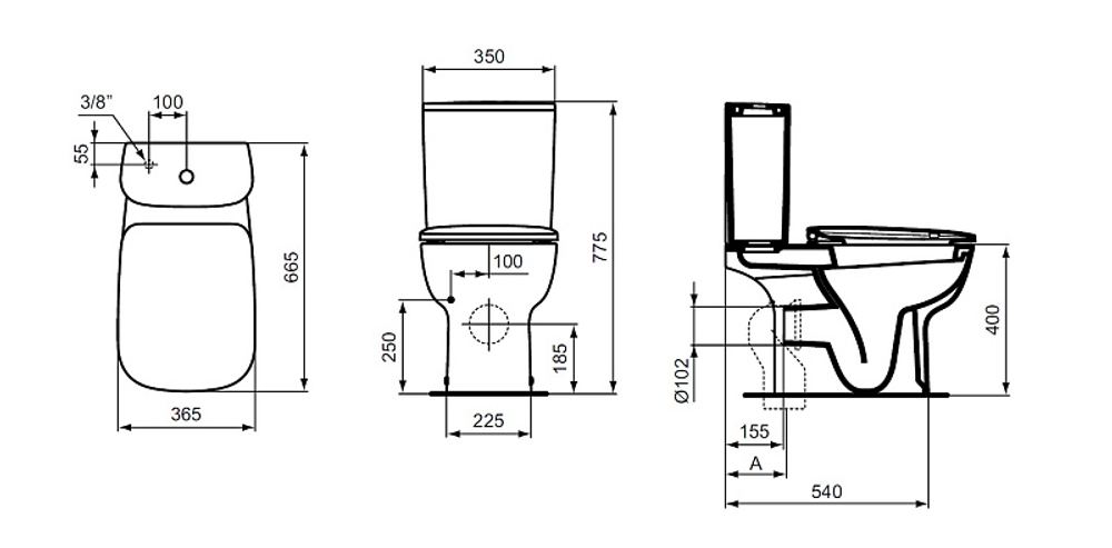 Унитаз-компакт (чаша) Ideal Standart ESEDRA напольный, короткая проекция, глубокий смыв, в комплекте сиденье "Микролифт" (T282001+T318301)