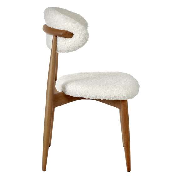 Стул Mod белый искусственный мех с ножками цвета орех