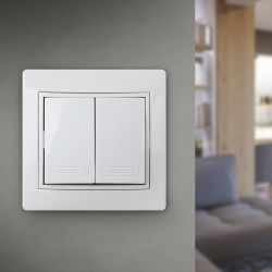 Выключатель Intro Plano 1-104-01 двухклавишный, 10А-250В, IP20, СУ, белый | Intro Plano Белый