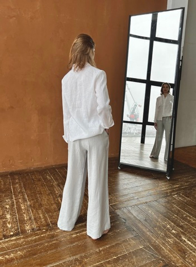 Брюки изо льна серого цвета