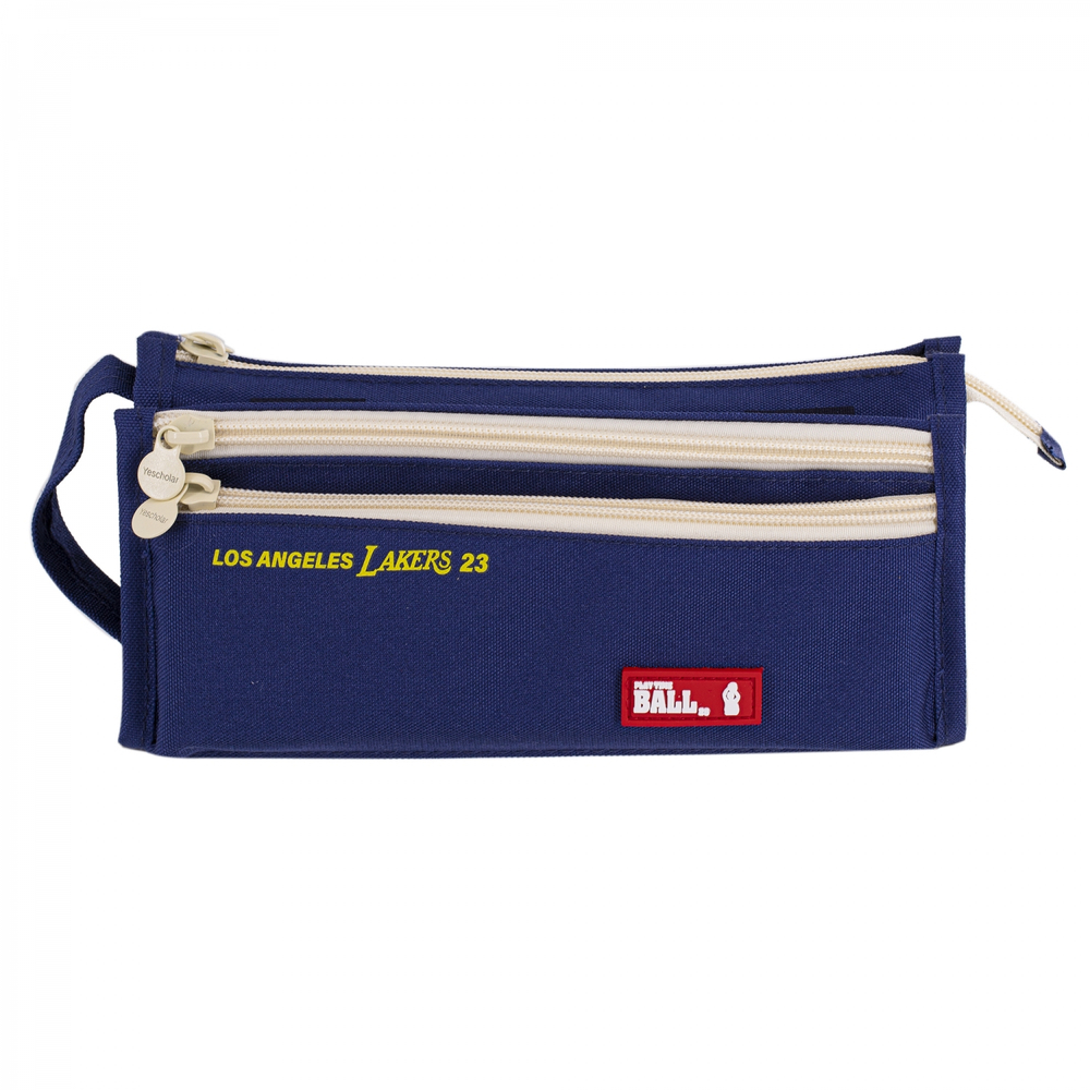 Пенал - косметичка Alingar, ткань, молния, 2 отделения, 2 боковых кармана, липучка, петля, 200 х 90 х 45 мм, "LA LAKERS 23", микс (син, черн, бирюз)