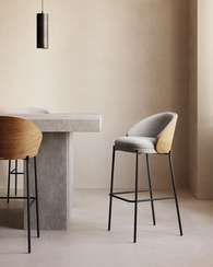 Полубарный стул Eamy светло-серый с натуральной отделкой