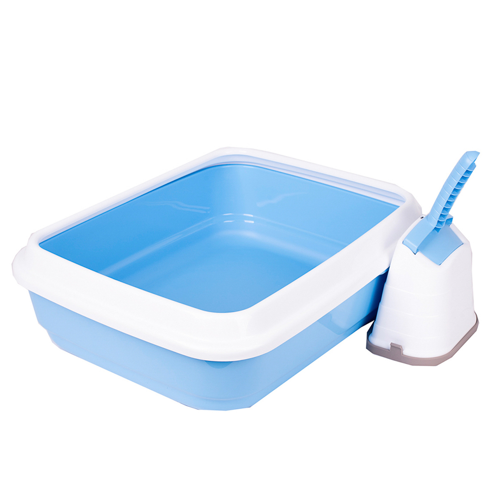 Туалет-лоток IMAC DUO для кошек с совочком на подставке голубой 50х40х15