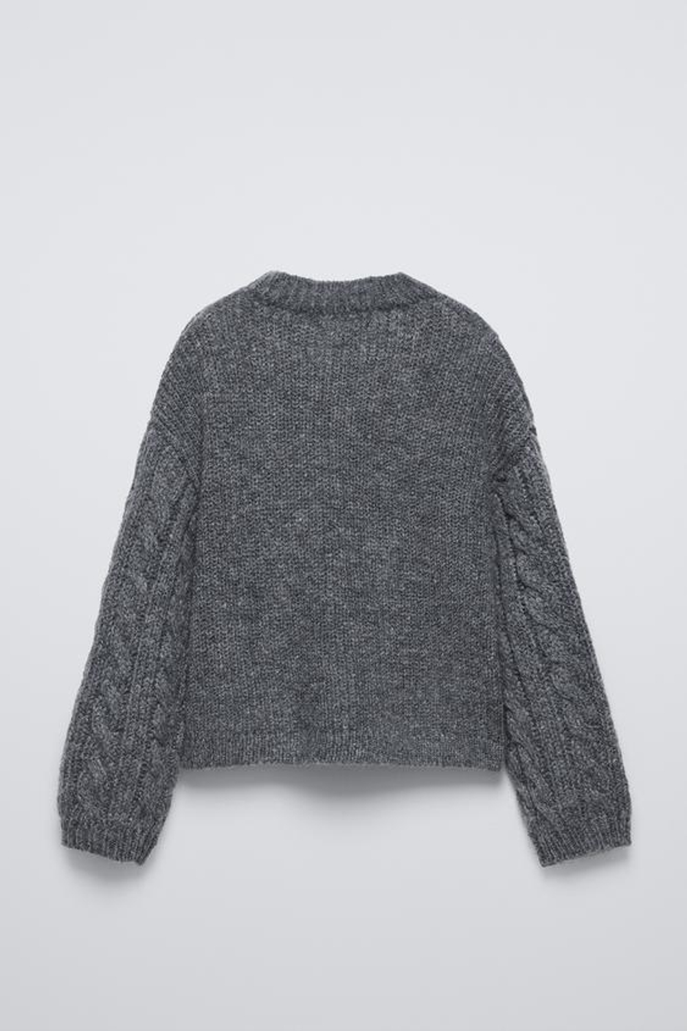 ZARA СВИТЕР С УЗОРОМ «КОСЫ», СЕРЫЙ С МЕЛАНЖЕВЫМ ЭФФЕКТОМ