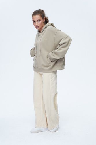 Оливковый худи на молнии с капюшоном