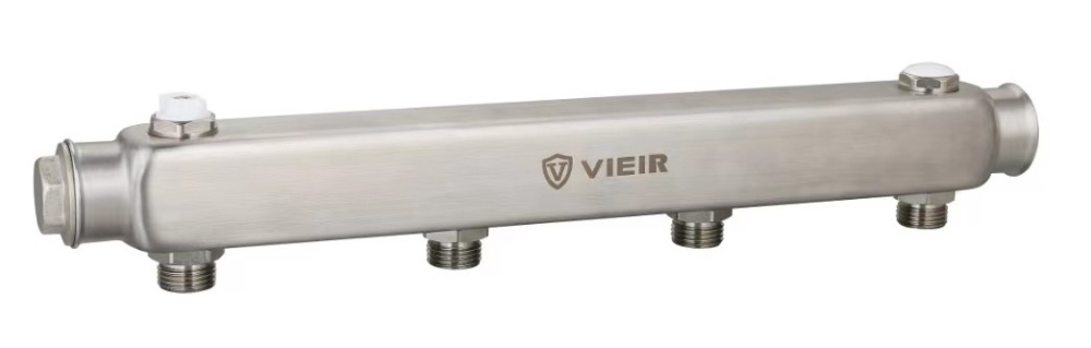 Коллектор НЕРЖ. с межосевым расс. 100мм 1" х 9-вых. ViEiR  (5/1пар)