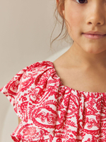 Платье с оборками для девочки Next AC6-246, Красный, Белый