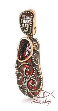 Тапочек Спиридона. Ажурный. Позолота. Красная витражная эмаль.