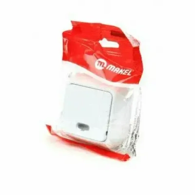 Выключатель Makel белый одноклавишный накладной с подсветкой 45121