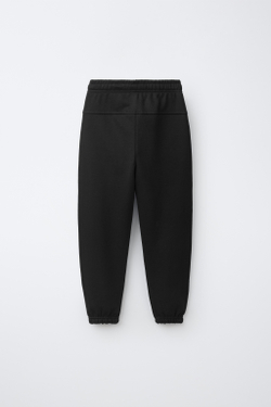 ZARA ОДНОТОННЫЕ БРЮКИ-ДЖОГГЕРЫ С НАШИВКОЙ, ЧЕРНЫЙ
