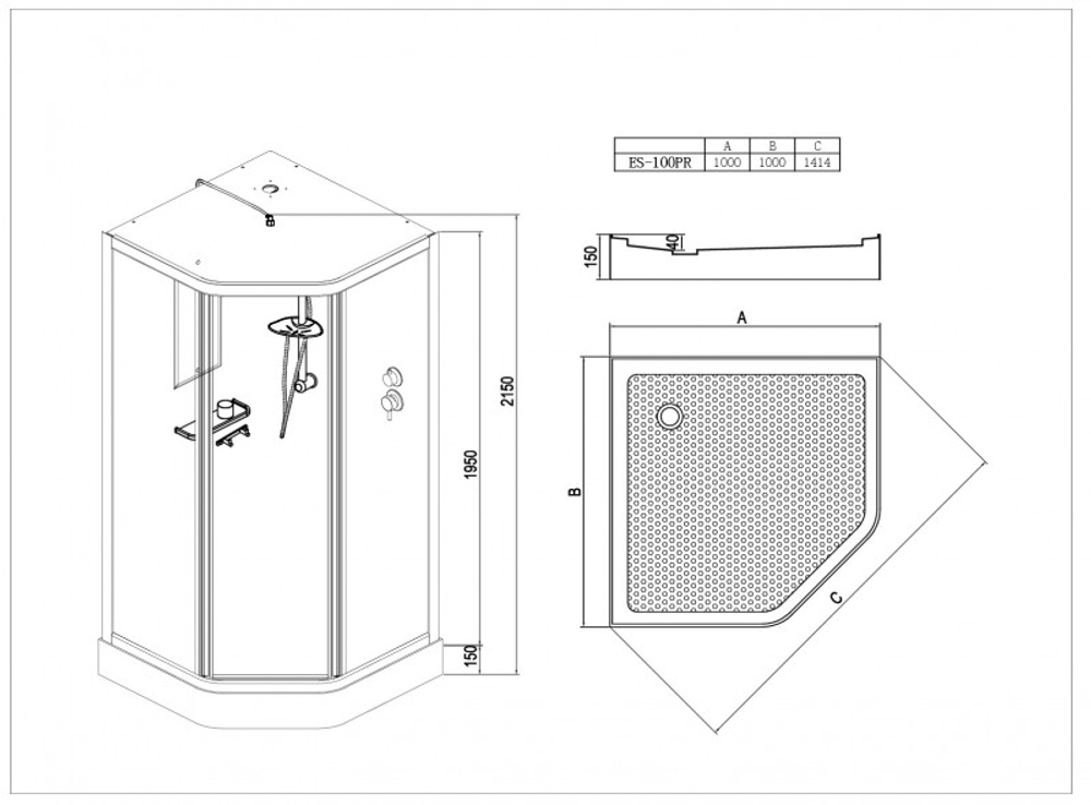 Душевая кабина Esbano ESKB100PR 100x100x210 хром