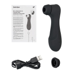 Черный вакуум-волновой клиторальный стимулятор 16,5см Satisfyer Pro 2 Generation 3 with app control