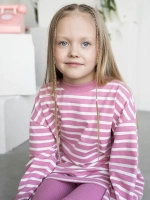 Розовый костюм для девочки в полоску на осень