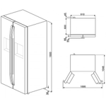 Холодильник Smeg side-by-side стальной SBS63XDF размеры