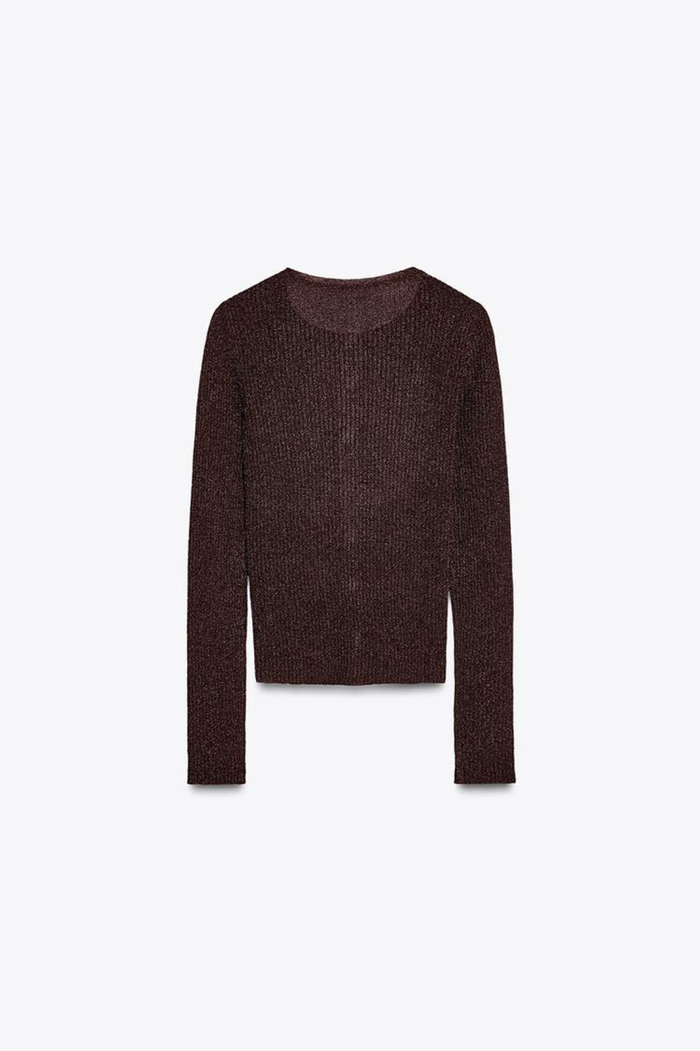 ZARA КАРДИГАН С МЕТАЛЛИЗИРОВАННОЙ НИТЬЮ, СВЕТЛО-КОРИЧНЕВЫЙ