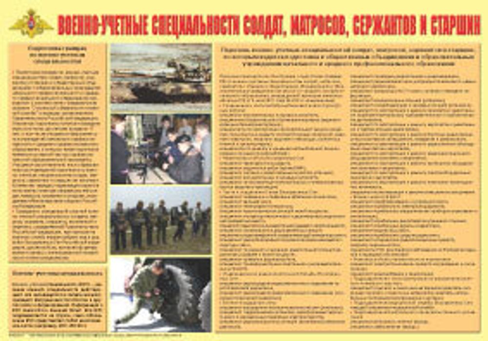 Плакат &quot;Военно-учетные специальности солдат, матросов, сержантов и старшин&quot;  (формат А2)