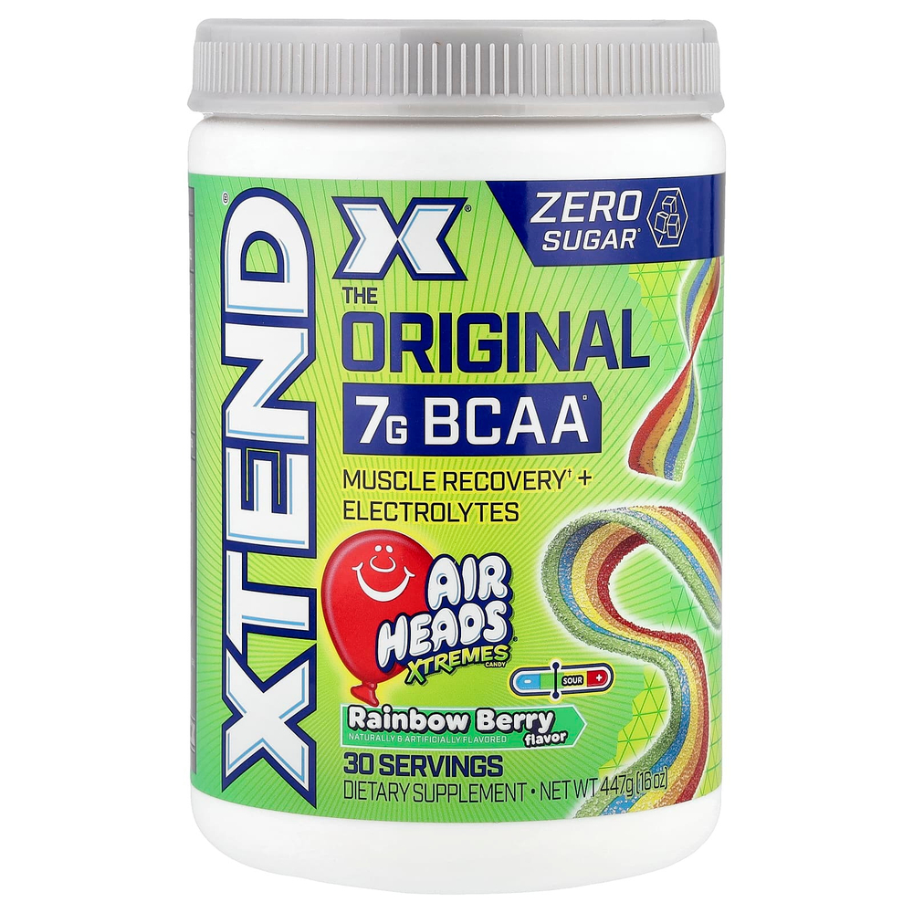 XTEND, The Original, 7 г BCAA, Air Heads Extreme Candy®, радужная ягода, 447 г (16 унций)